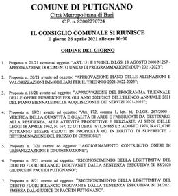 Consiglio Comunale di Putignano 26 04.21